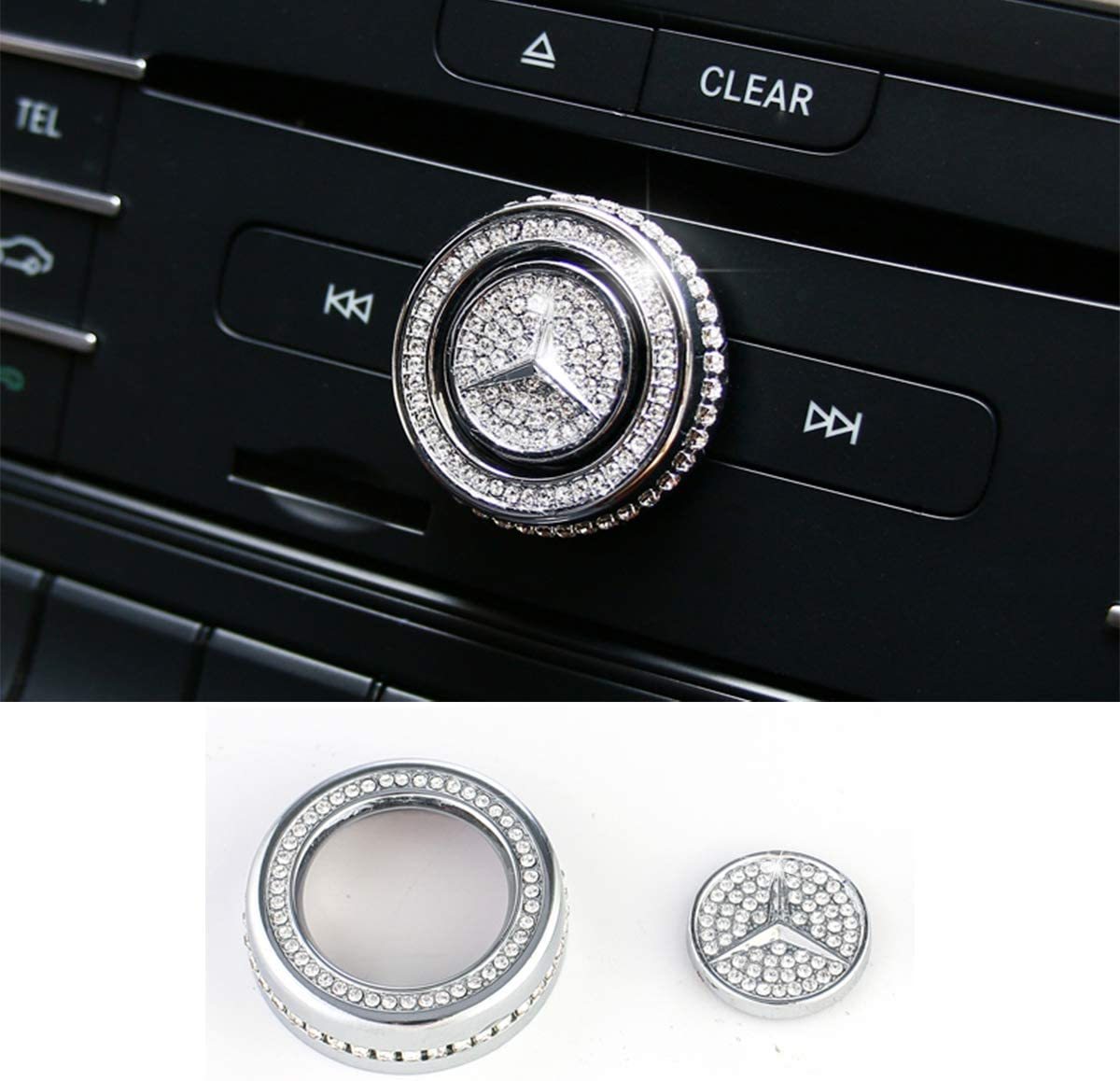ベンツ クリスタル ダイヤモンド キラキラ インテリアパネル マルチメディアボリューム オーディオ ノブ アクセサリー 音量 ダイヤルカバー拍卖