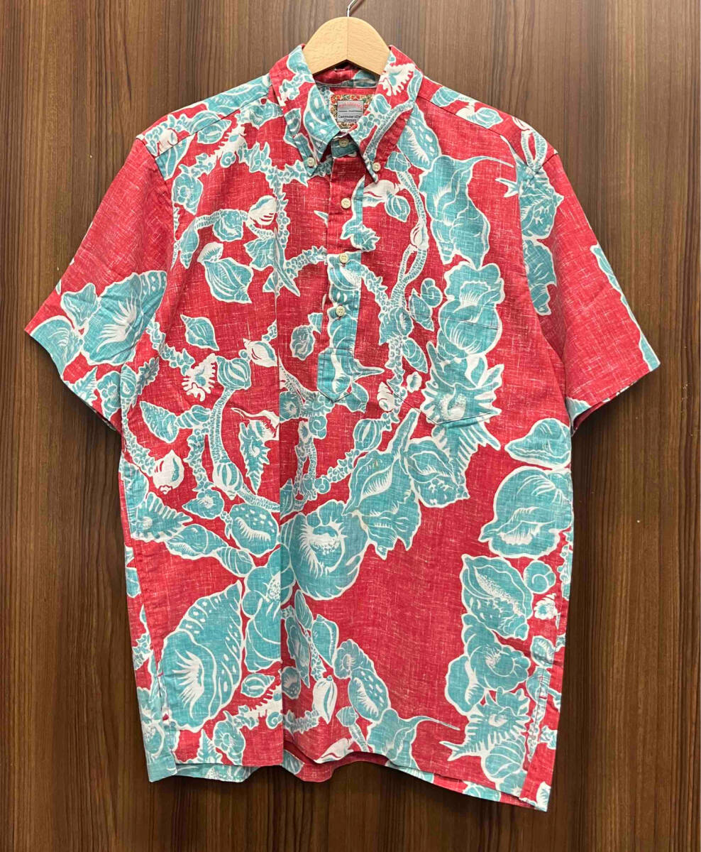 reyn spooner Commemorative Classics / レインスプーナー 半袖 プルオーバー ボタンダウン アロハシャツ 総柄 レッド サイズM拍卖