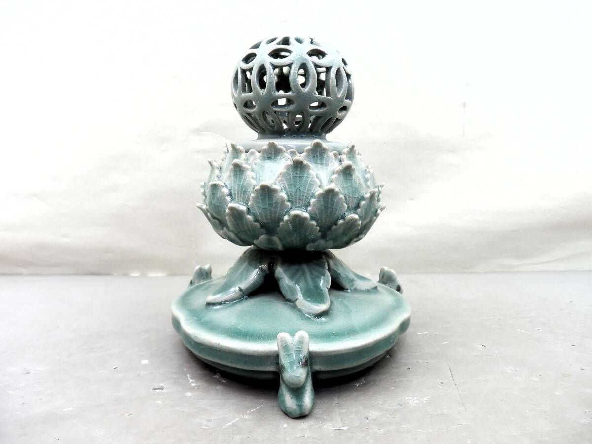 青磁香炉 在銘 約794.3g 現状品 売り切り拍卖