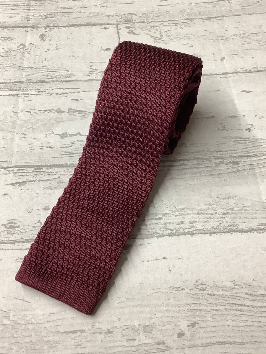 【送料無料匿名発送】新品未使用 エンジ色 ニットタイ カジュアルお買い得拍卖