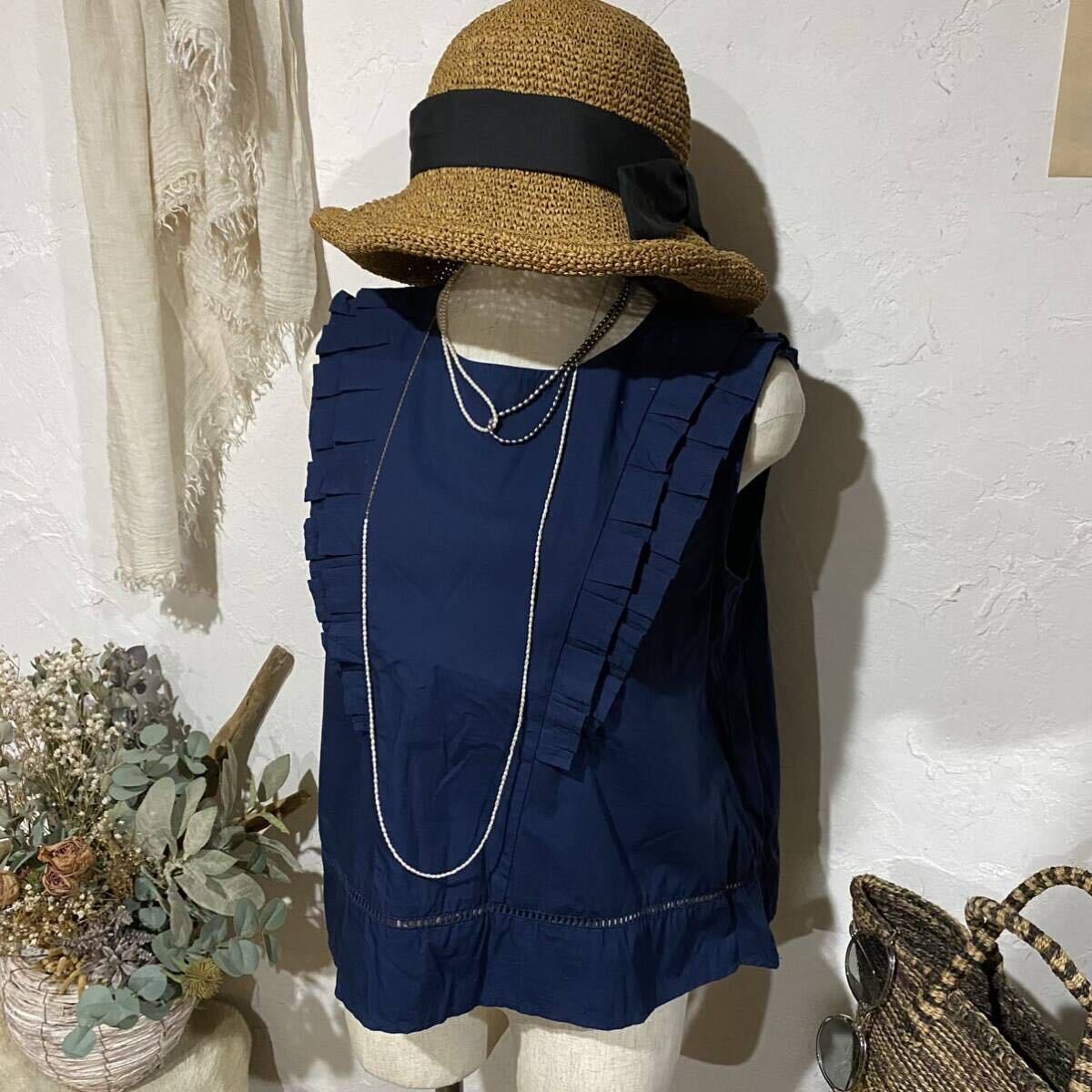 SELECT MOCA *プリーツフリルデザインブラウス* ノースリーブ/トップス/ブラウス拍卖