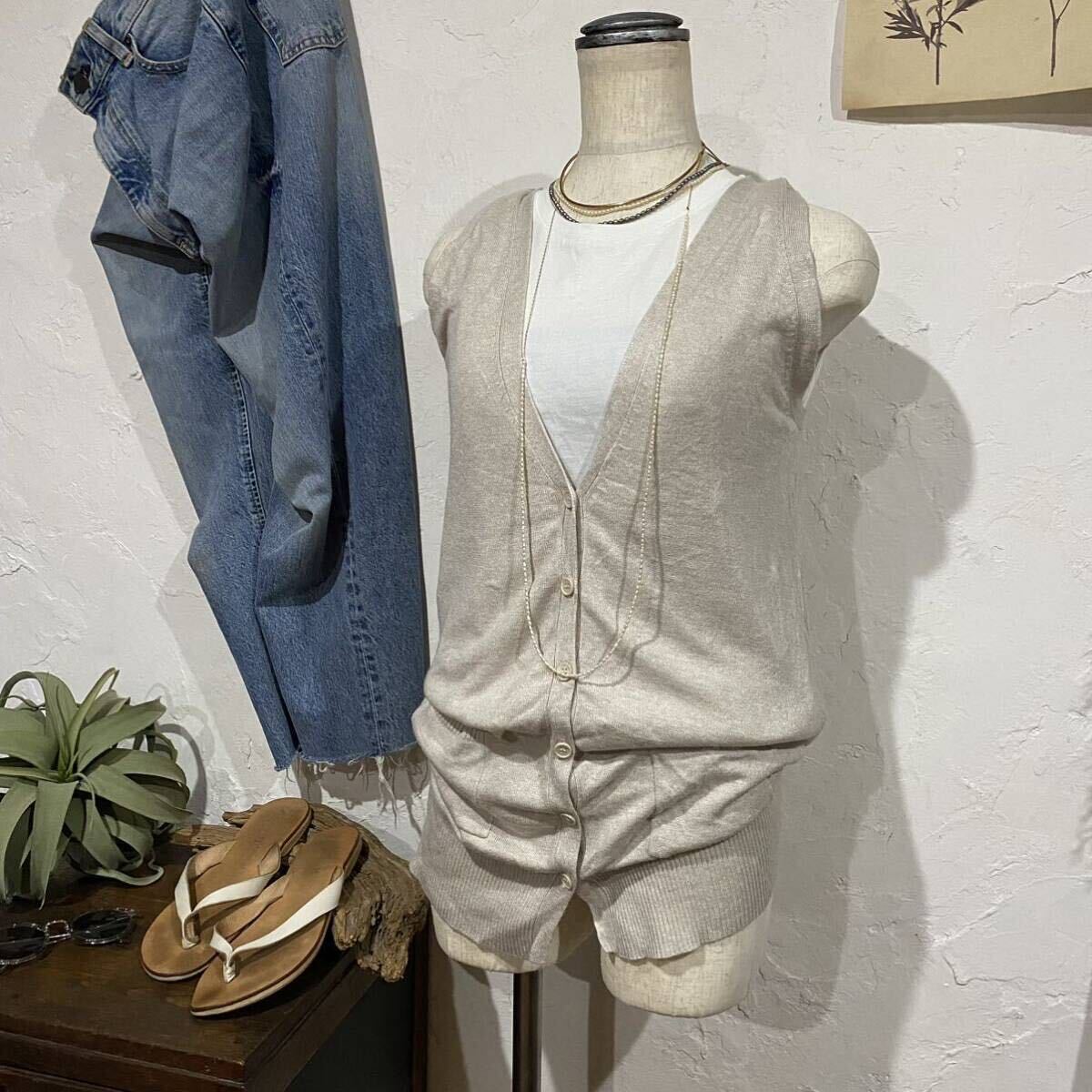 *シルク混デザインニットトップス* デザインロングニット/ノースリーブニット/ニットベスト/ニットジレ/ロングジレ/ロングニット/ニット拍卖