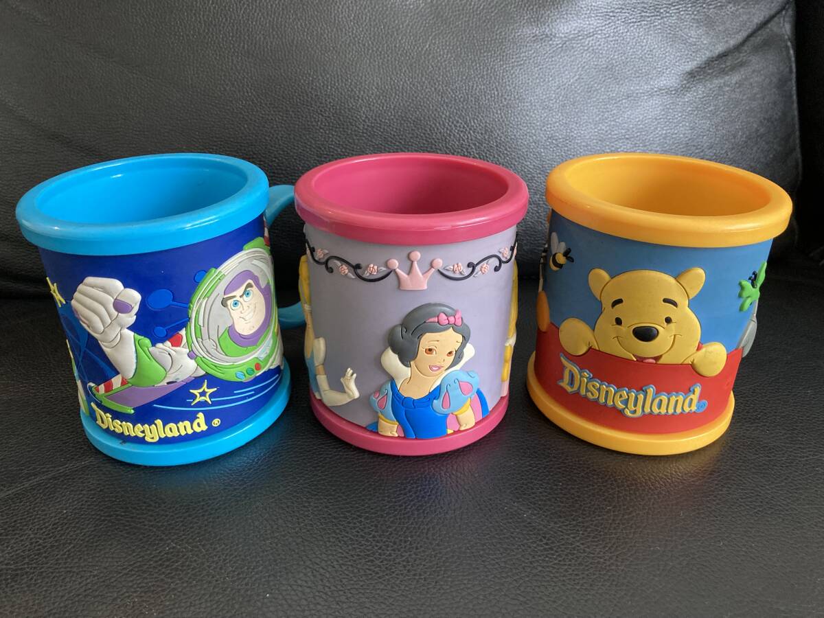 (未使用)ディズニー Disney プラスティック マグカップ 3個セット プーさん トイストーリー シンデレラ 食器拍卖