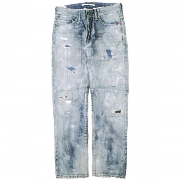 新品 e JEANS イージーンズ SELVEDGE STRAIGHT 岡山児島 リペア&クラッシュ セルビッチストレートデニムパンツ e805-002 3 定価198,000円拍卖