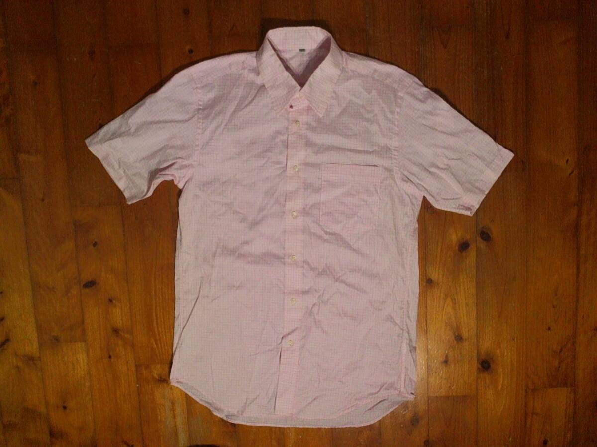 ☆松☆ユニクロ☆UNIQLO☆グラフチェック半袖シャツ ブロードシャツ M 白 ピンク マゼンダ チェック柄拍卖
