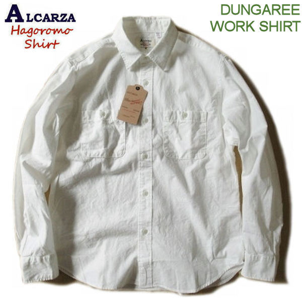 ALCARZA/羽衣シャツ【ダンガリーワークシャツ】日本製/シャンブレーシャツ/平織りダンガリーシャツ 627-01 10)ホワイト Lサイズ拍卖