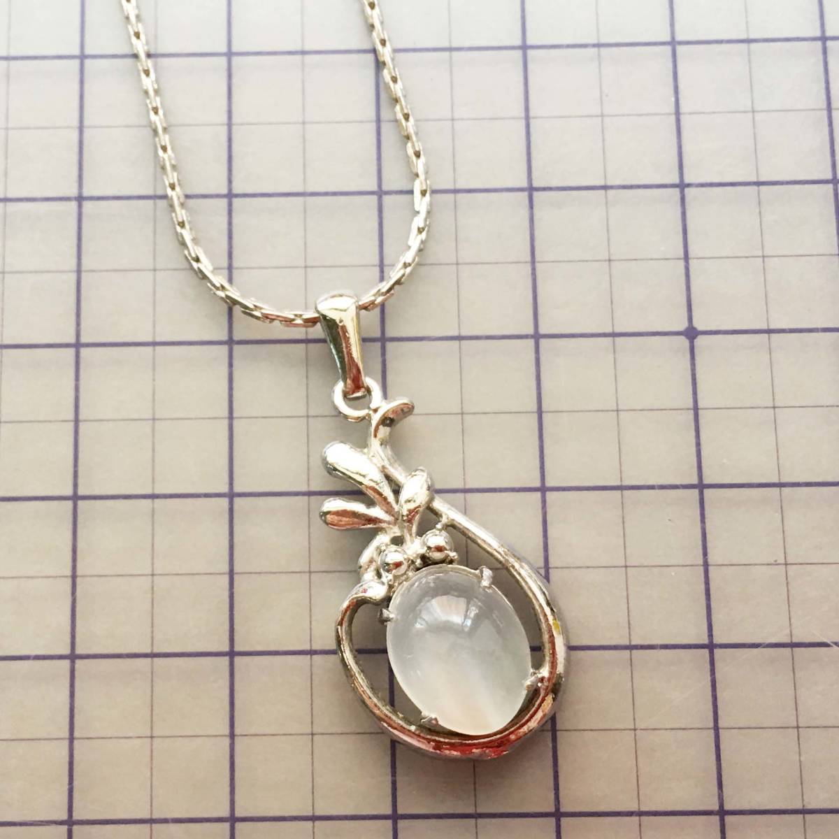 美品 天然ムーンストーン? KOSE刻印ネックレス NO.4177拍卖