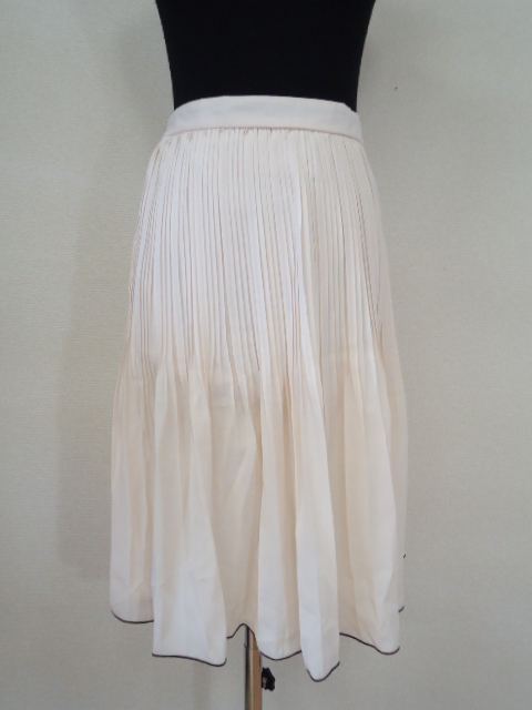 【KCM】sk1-7321170002-02■新品■【ANOTHER BRANCH/アナザーブランチ】ジョーゼット消しプリーツひざ丈スカート オフホワイト サイズF拍卖