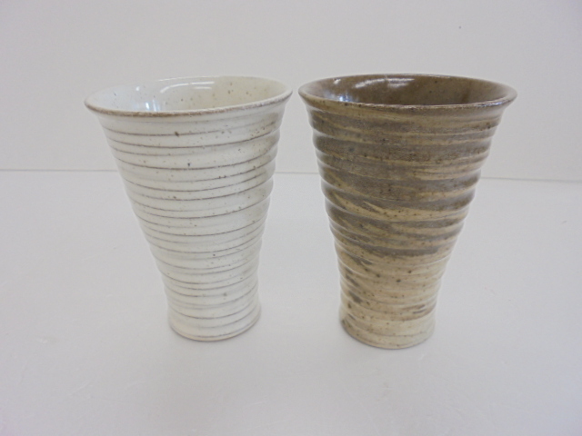 【KCM】inte-34-2s★未使用品★ペア 焼酎カップ ビアカップ サイズ(約)口径8.8cm 高さ12cm 陶器 和食器 フリーカップ拍卖