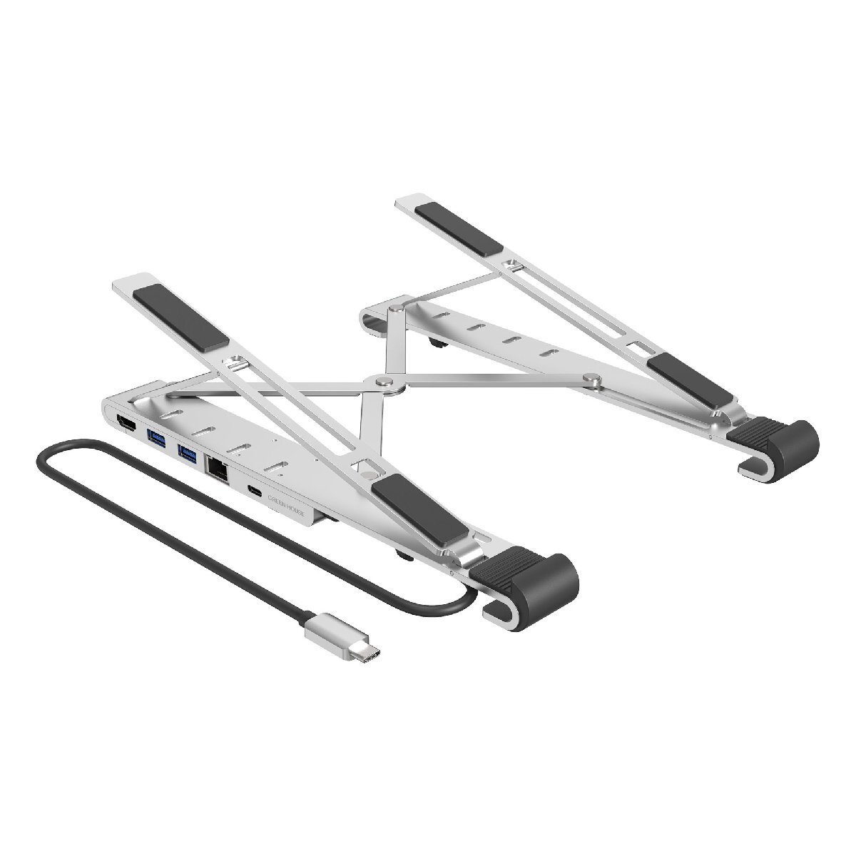 6in1 スタンド一体型ドッキングステーション グリーンハウス GH-MHC6B-SV/7297x1台 USB3ポート HDMI /送料無料メール便拍卖