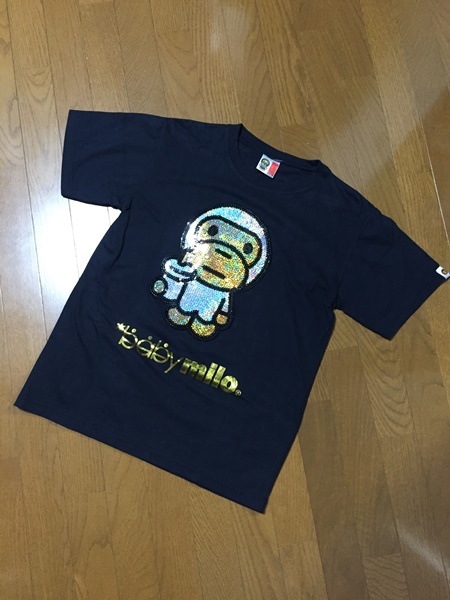 人気☆【BABY MILO A BATHING APE】ビジューマイロデザイン I ラブ MILO Tシャツ M エイプ拍卖