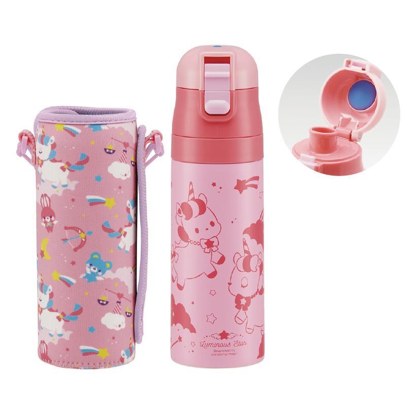 ユニコーン 水筒 470ml ボトル ロック付 ワンプッシュ ダイレクト ウェット生地ボトルカバー付 スケーター拍卖