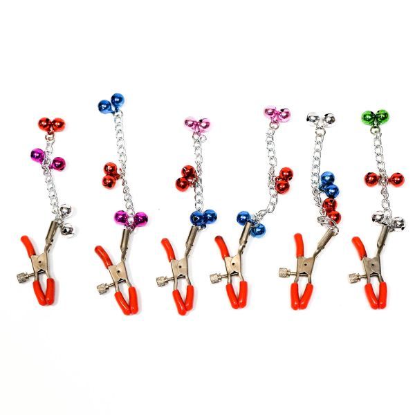 ニップルクリップ 洗濯バサミ 鈴付き 黒 ブラック 乳首 挟み ベル SMクリップ アダルト 乳頭拍卖