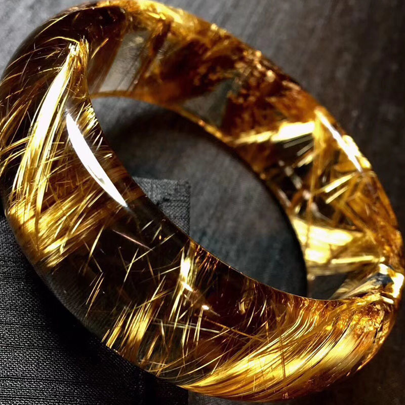 【華奢宝石】ゴールド キャッツアイ タイチン ルチル クォーツ バングル 水晶 パワーストーン 金運 財運 内径62mm 幅23.5mm 証付 Z43拍卖