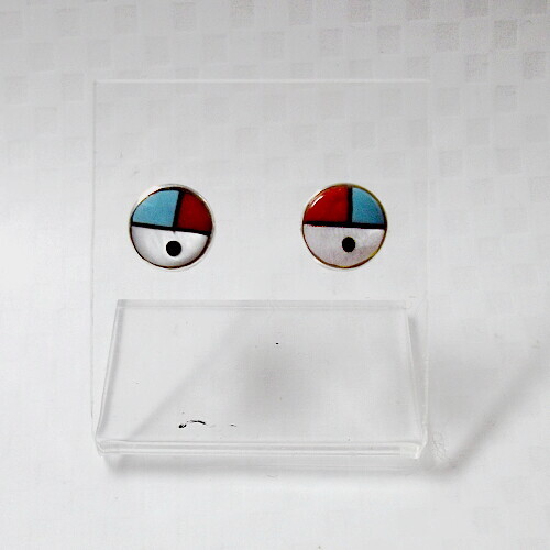 送料無料!インレイターコイズ・インディアン・スタッドピアス5!拍卖