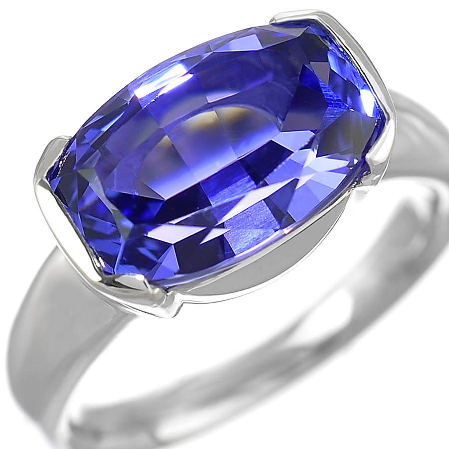 新品同様 リング Pt900 タンザナイト 5.08ct 11.5号 鑑別書付き ジュエリー拍卖
