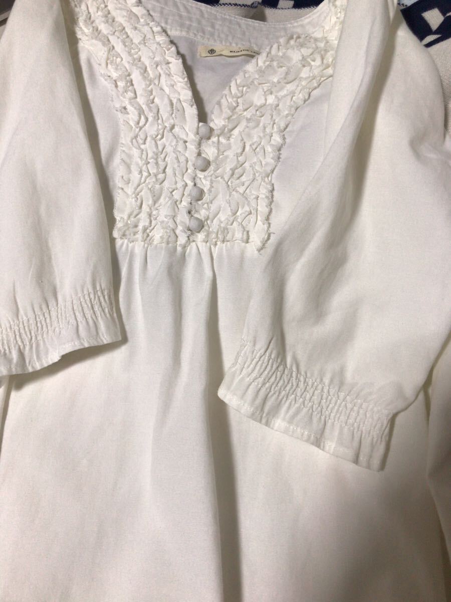 ブラウス ☆シャツ ☆レディース☆F ☆五分袖☆MAJESTIC LEGON☆オフホワイト系拍卖