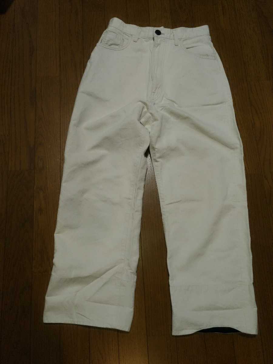 LE GLAZIK ルグラジック リネン混 ワイドデニムパンツsize36/白 レディース ハイライズ 日本製拍卖