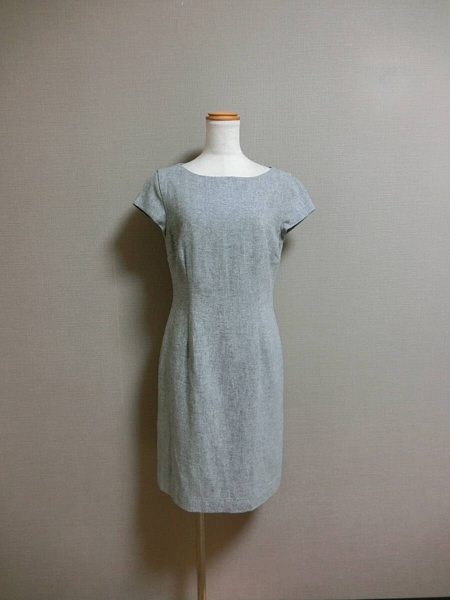 LAURA ASHLEY ローラアシュレイ 清楚 シルク混 ワンピース グレー 9拍卖