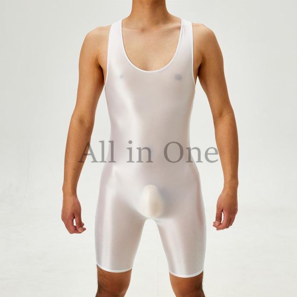 135-109-26 光沢 ツヤツヤ メンズ レスリング ボディスーツ【ホワイト,Mサイズ】男性 コスプレ コスチューム イベント ジャンプスーツ .2拍卖