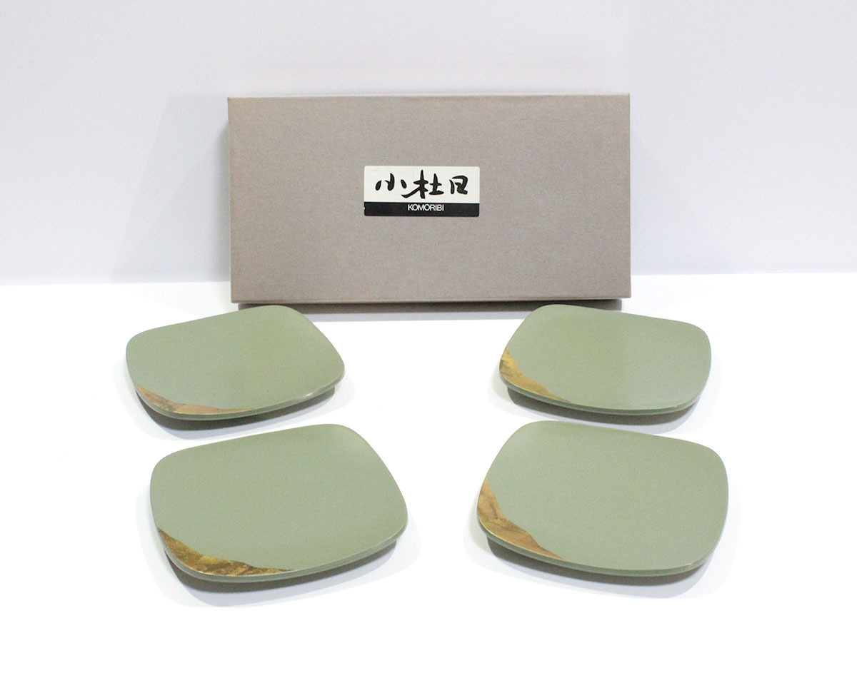 小社日 KOMORIBI 皿 角皿 菓子皿 和食器 4枚 約13cm×13cm 飾り皿/来客用/店舗用/自家用 現状品 ya1546拍卖