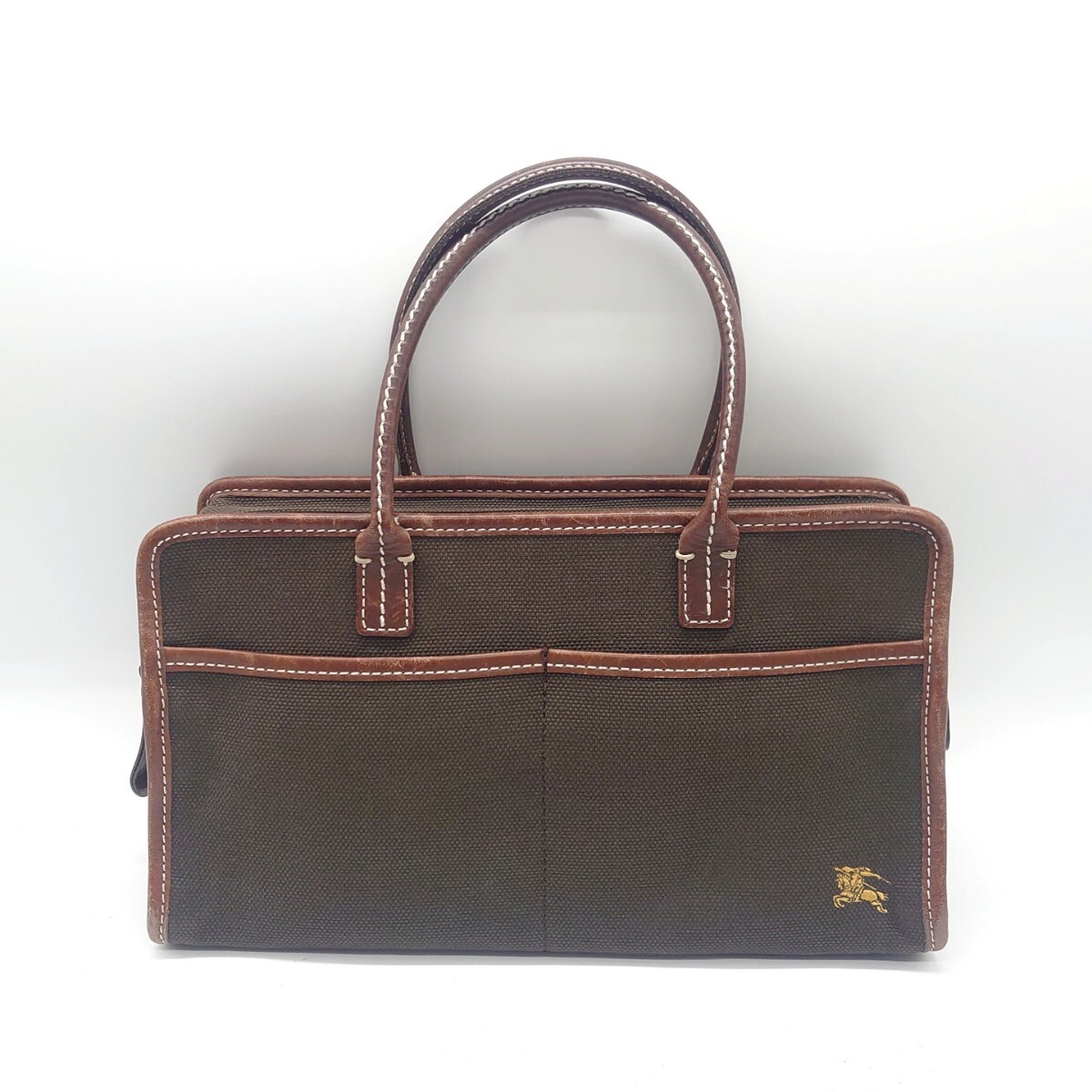 BURBERRY BLUE LABEL バーバリー ブルーレーベル キャンバス レザー トートバッグ ハンドバッグ ホース 刺繍 ブランド ロゴ tp-24x647拍卖