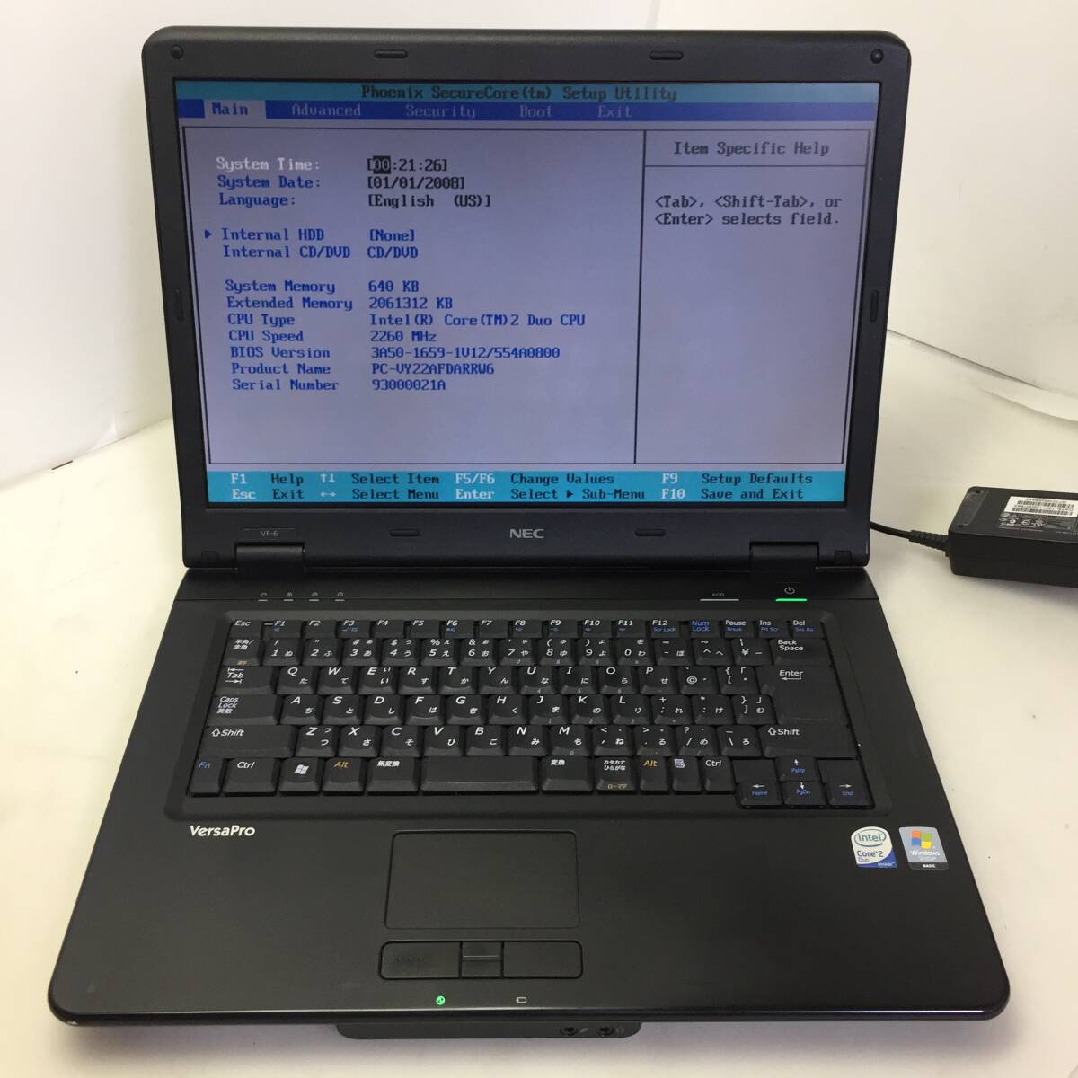 ※【最終価格】即決★NEC VersaPro VF-6/VY22AF-6/VY22AFDARRW6 ノートPC Core 2 Duo P8400 2.26GHz 2GB【ジャンク品】拍卖