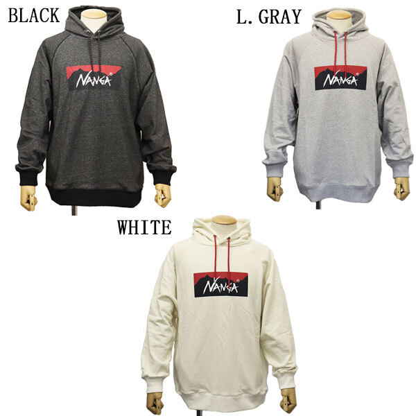 NANGA (ナンガ) NW2311-1F202 ECO HYBRID BOX LOGO SWEAT HOODIE コハイブリッド ボックスロゴ スウェットフーディー パーカー 長袖 BLACK拍卖