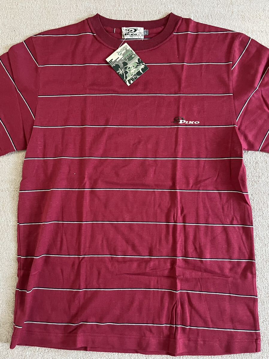 PIKO ピコ 半袖Tシャツ ボーダーTシャツ 赤 Tシャツ メンズTシャツ カジュアルTシャツ拍卖