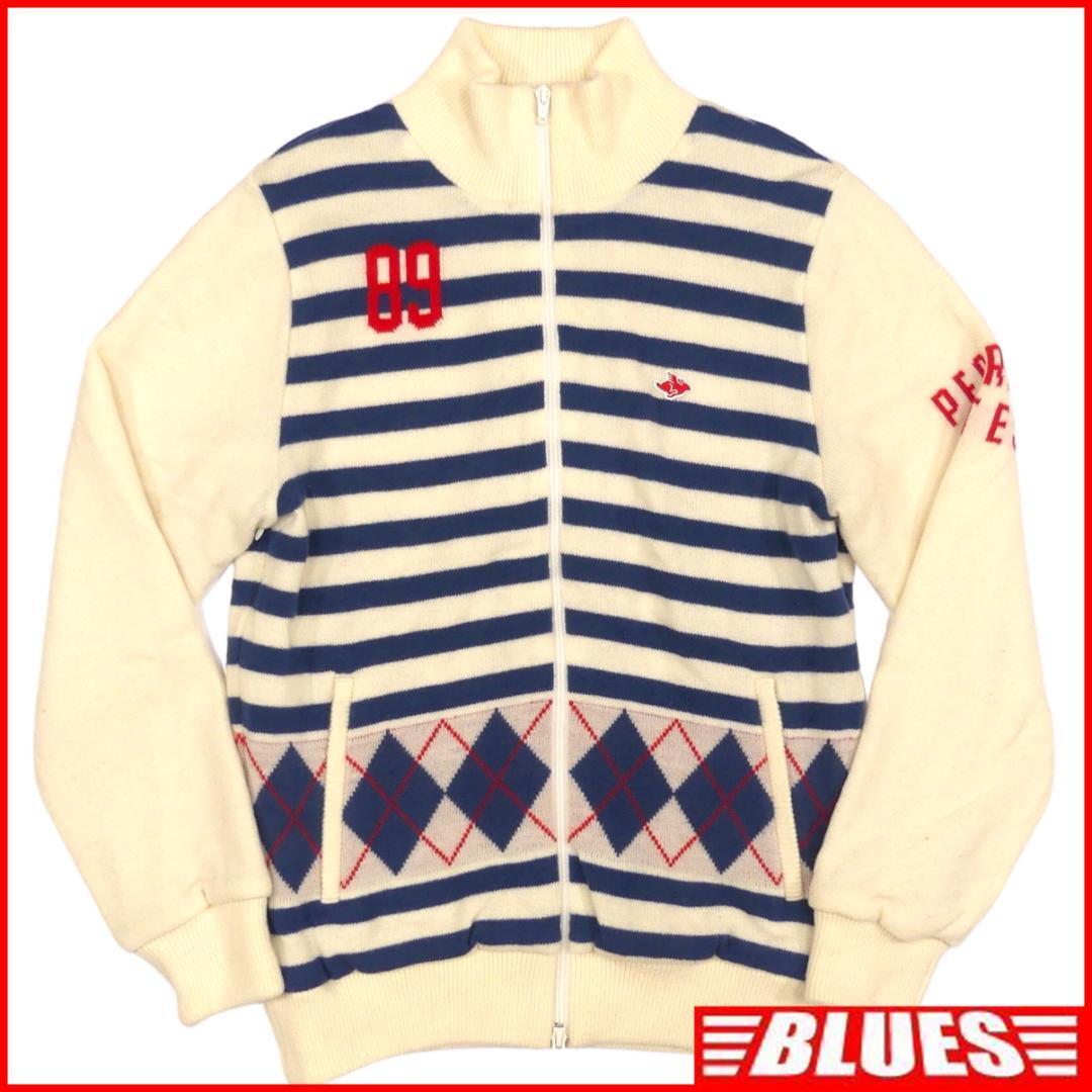 即決★PEARLY GATES★メンズ M ニット セーター パーリーゲイツ 4 白 ボーダー ジップアップ 長袖 ゴルフウエア ゴルフ拍卖