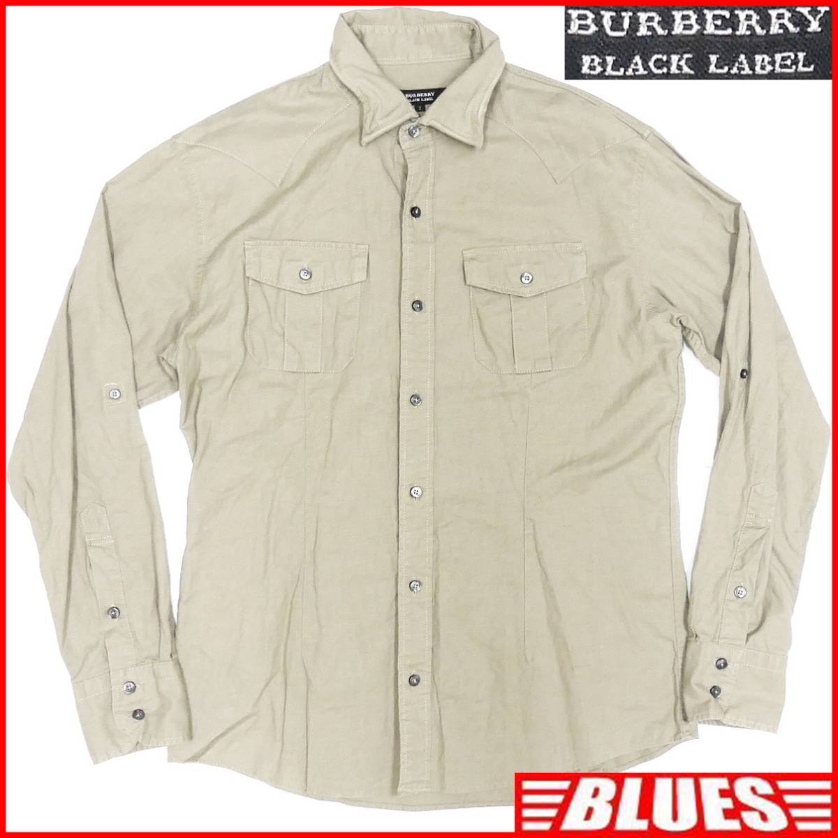 即決★BURBERRY BLACK LABEL★メンズM 廃版 シャツ バーバリーブラックレーベル 2 ベージュ 三陽商会正規 ワイシャツ 長袖拍卖