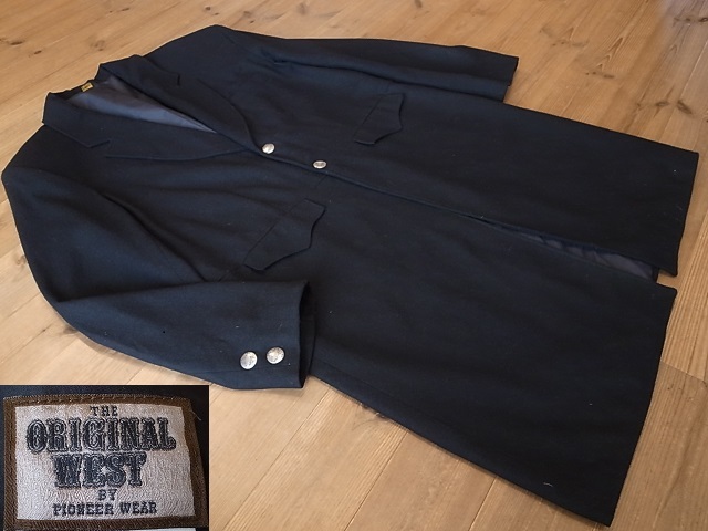 USA製 PIONEER WEAR パイオニアウェア THE ORIGINAL WEST 黒 ウール ウエスタン チェスター コート 銀釦 コンチョ釦 アメリカ古着 XXL拍卖