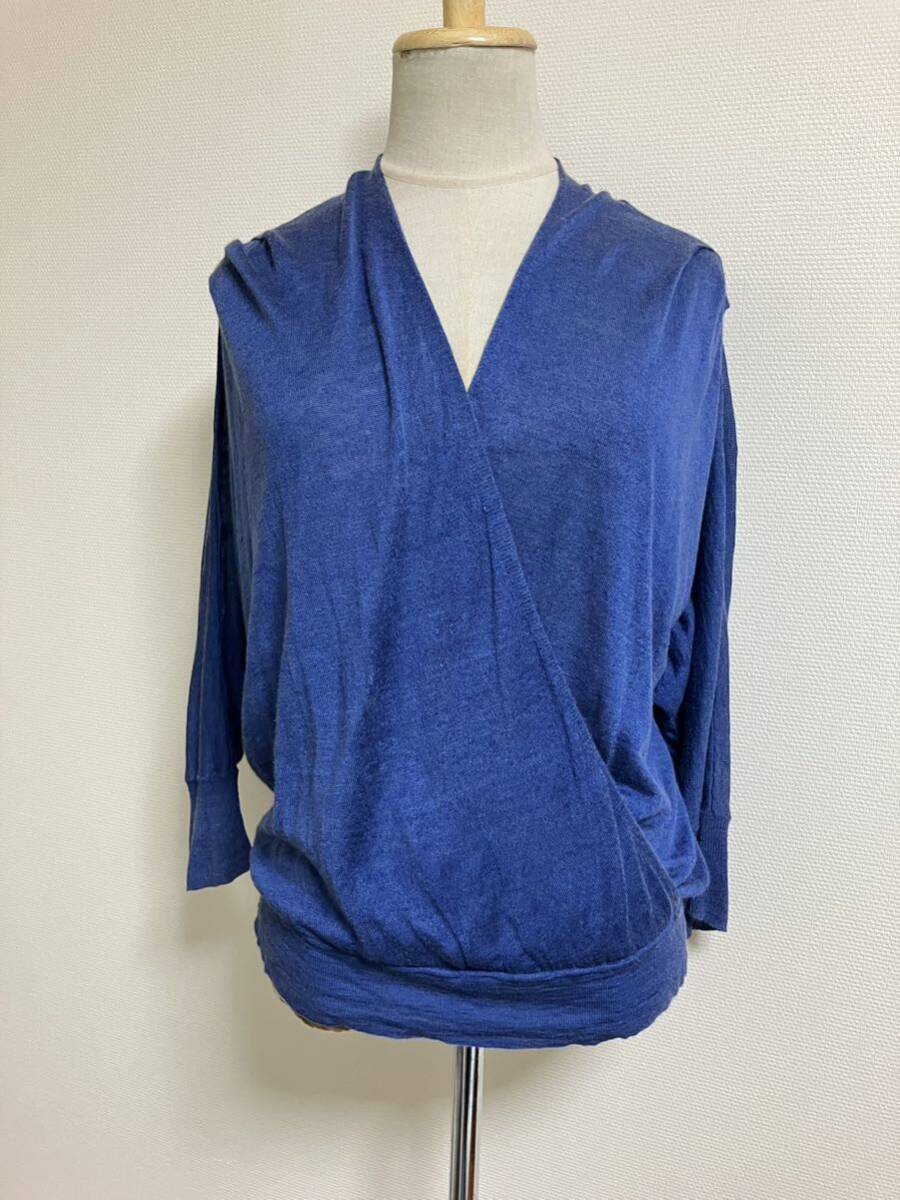 美品★トゥモローランドデプレリネンカシュクールニット★ロイヤルブルー★9836拍卖