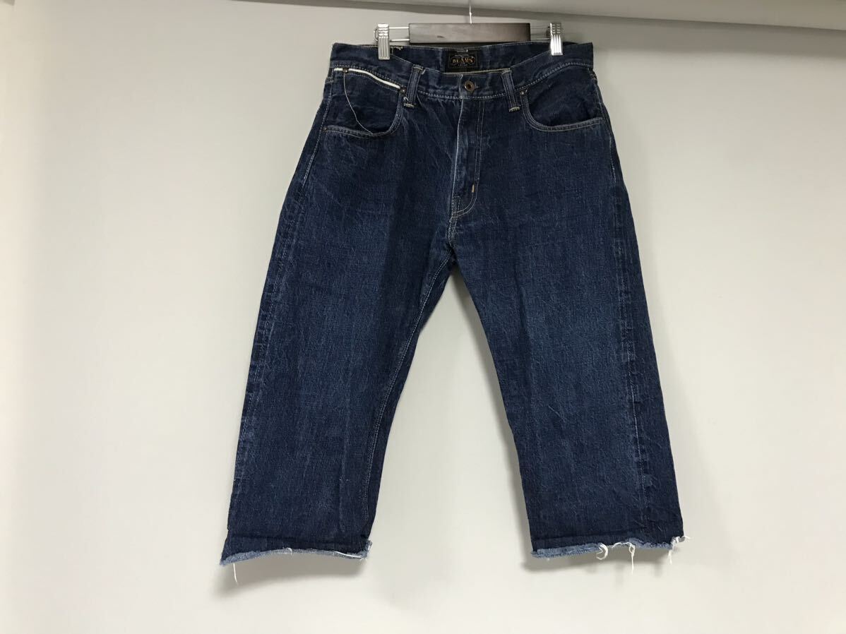 本物ビームスプラスBEAMS +PLUSコットンデニムパンツワークサーフアメカジミリタリーゴルフビジネススーツメンズ青ブルー32M日本製拍卖