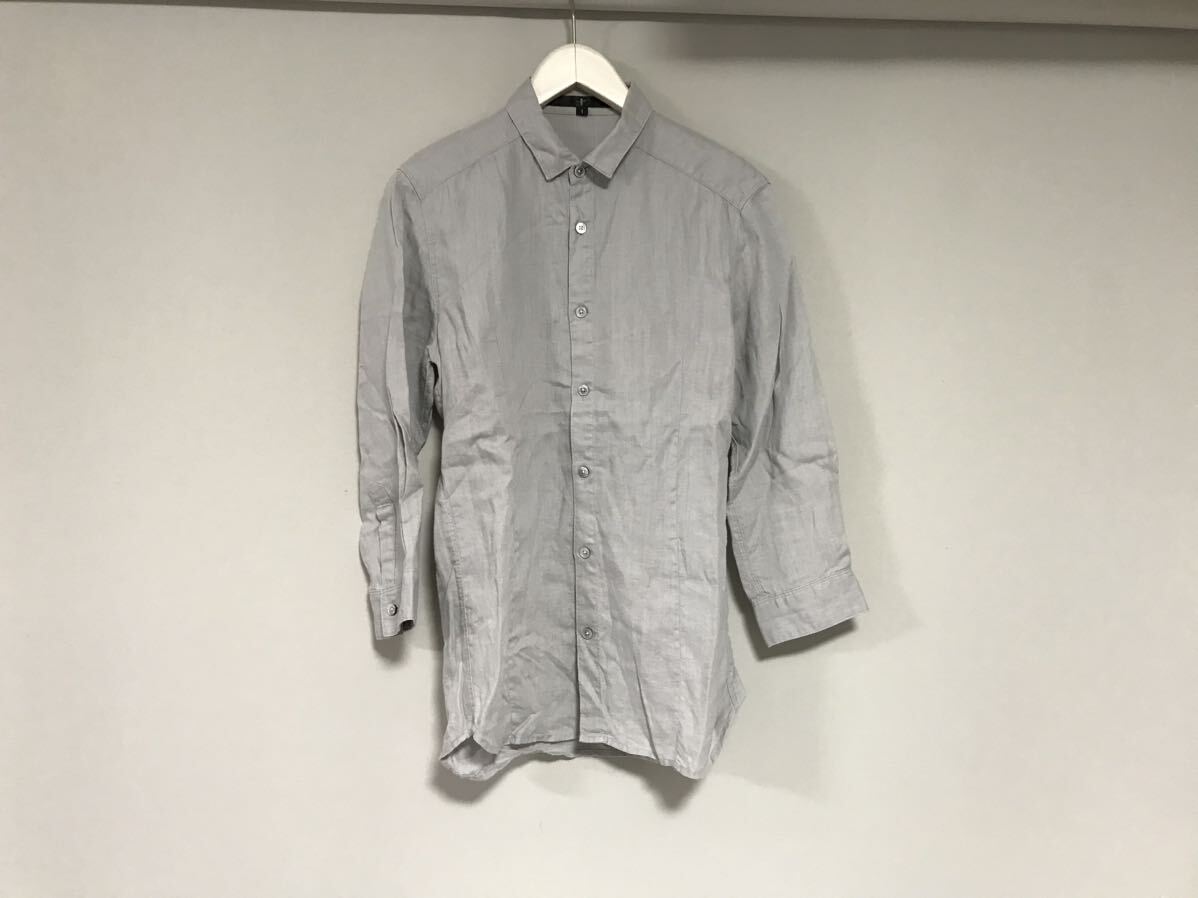 本物ノーアイディーNOID.リネン麻7部丈長袖シャツメンズサーフアメカジミリタリーワークビジネススーツグレー1S拍卖