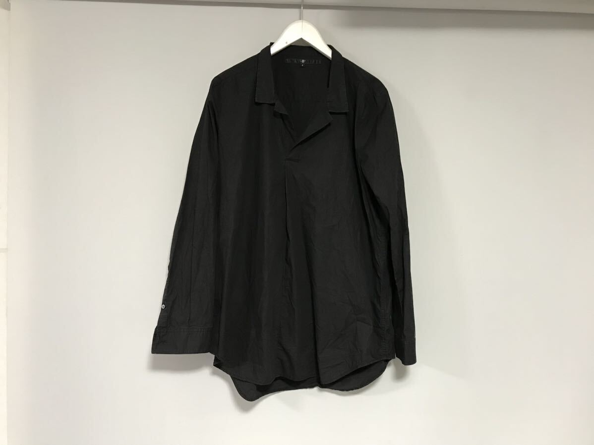 本物ノーアイディーNOID.コットンプルオーバーキーネックドレス長袖シャツメンズサーフアメカジミリタリービジネススーツ黒ブラック2M拍卖