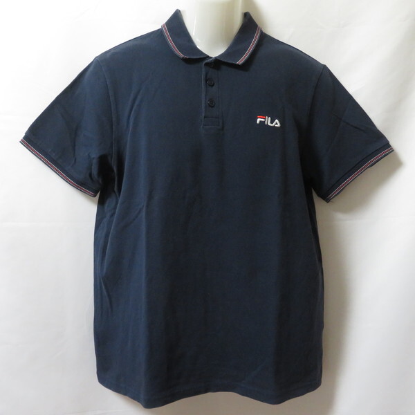 古着 メンズL FILA/フィラ ポロシャツ 半袖 カジュアル 普段着 ネイビー/ホワイト/レッド FL-9C10158PS拍卖