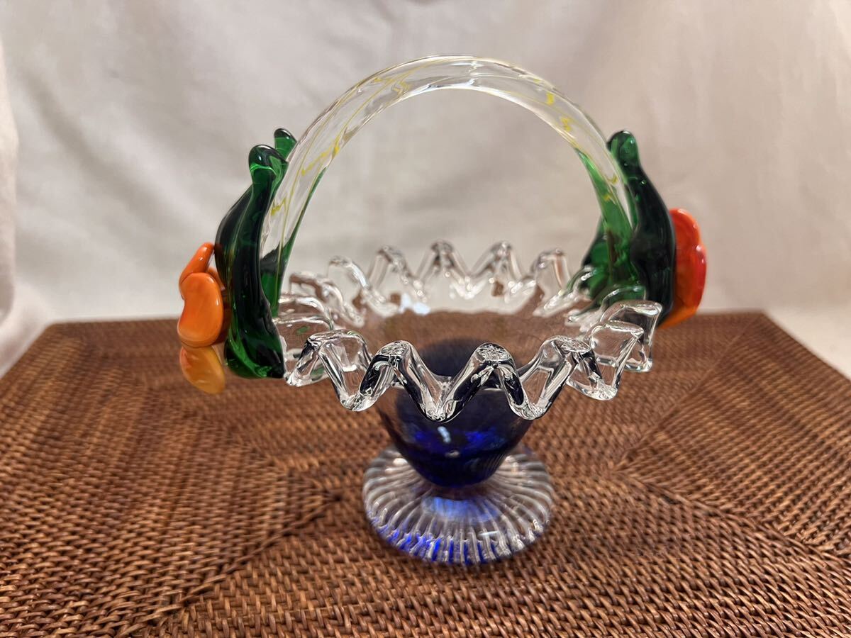 ◆ガラス製 花籠 小物入れ◆B-1751拍卖