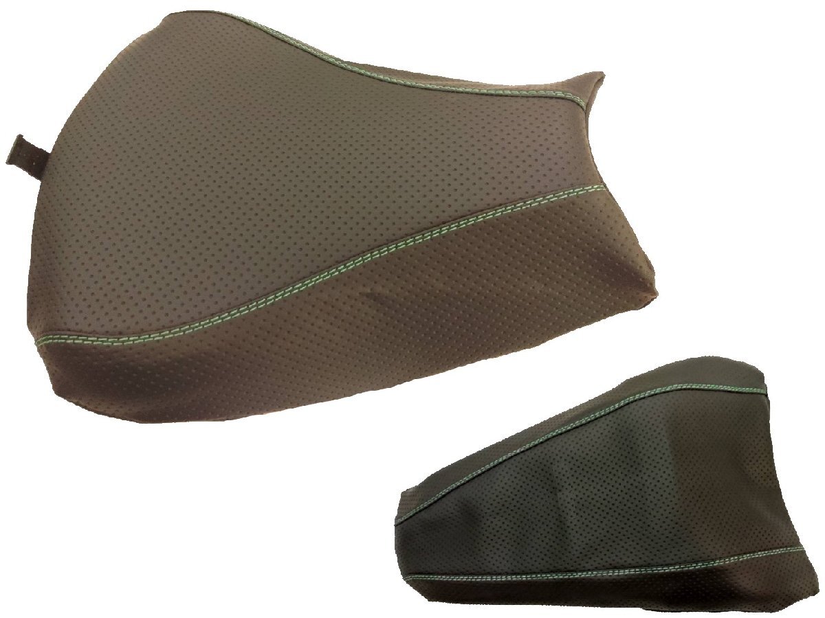 ■ニンジャ650(17-)Z650/ABS(17-)国産品 厚手エンボス生地(グリーンステッチ)カスタムシートカバー 前後セット 新品拍卖