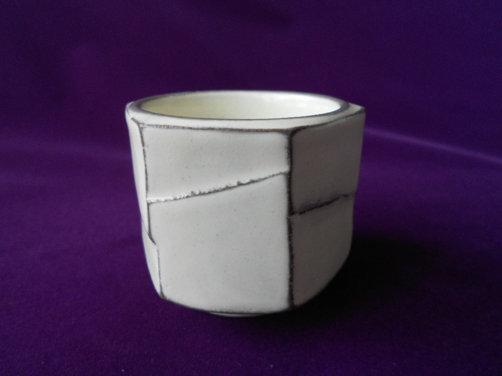 酒盃! 雅山窯 中島康之 ☆粉引六角ぐい呑☆ 木箱 新品 酒器 サカズキ 杯 ギフト拍卖