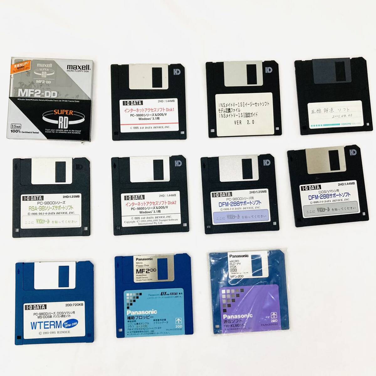【ジャンク品】フロッピーディスク 10枚+新品1枚おまけ PC-9800Panasonic 等 ソフト データ yn3拍卖
