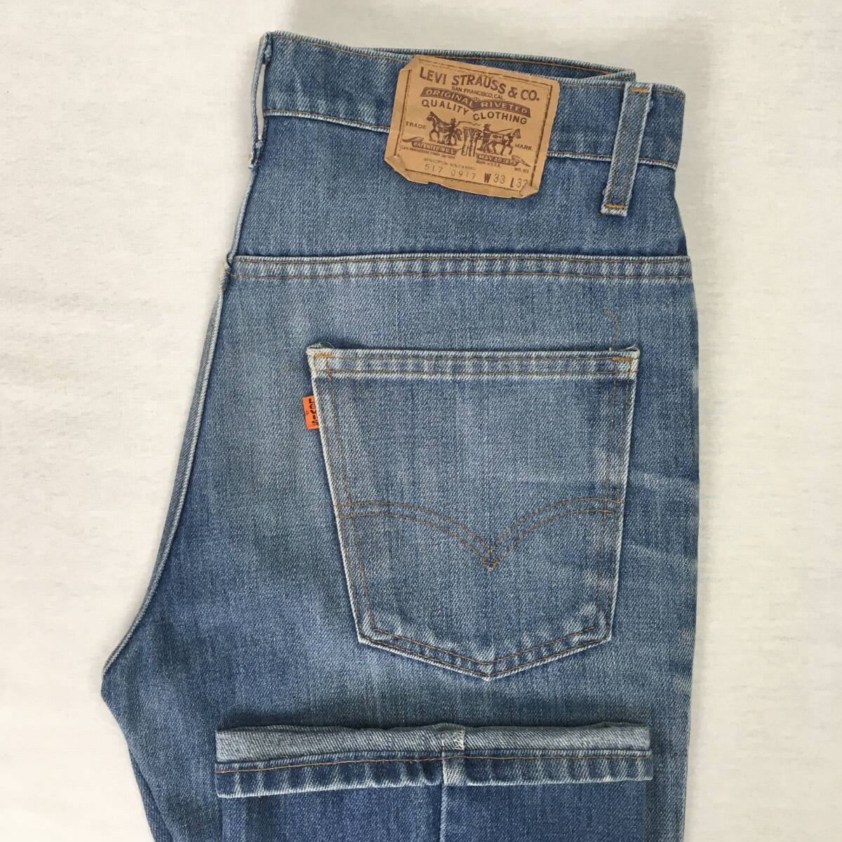 【80s】Levi's リーバイス 517-0917 米国製 81年 ジーンズ W33 L33 サドルマン ブーツカット ジップフライ オレンジタブ 刻印575拍卖