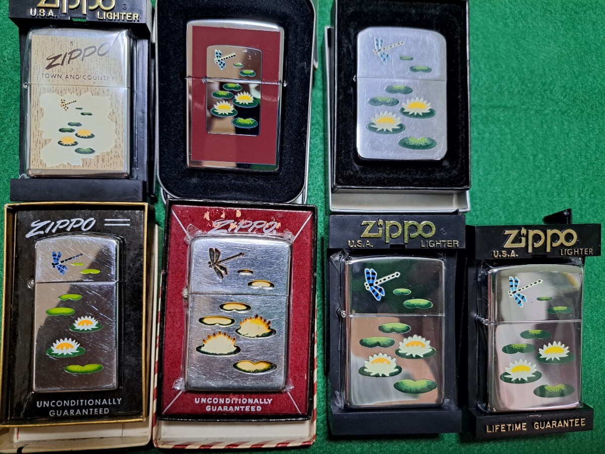 激レア★Zippo town & county 蓮池にトンボ★当時物~レプリカ7個セット★全て箱入★ジッポータウン&カントリー★美品揃い★lily pod拍卖