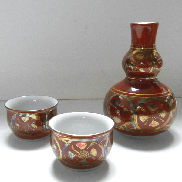 九谷焼★永楽 花文様 徳利 盃セット拍卖