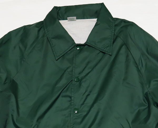NJ83スタジャンUNKNOWNアメリカ古着アメリカ製ナイロンジャケット80’S90’Sビンテージ緑系コーチジャケットMビッグサイズ無地オールド&レ拍卖