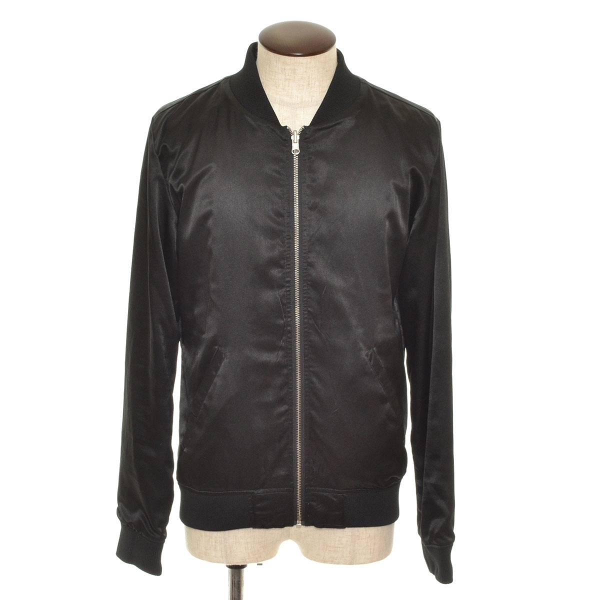 〇308612 JOY RICH ジョイリッチ ○リバーシブルジップジャケット ブルゾン サイズM サテン メッシュ バックプリント メンズ ブラック拍卖