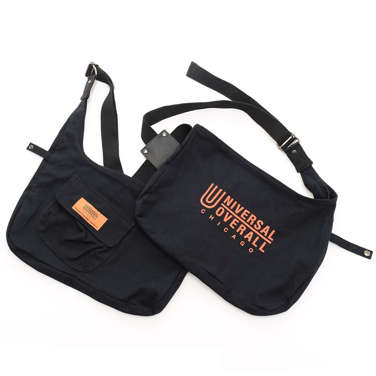 ◇512722 UNIVERSAL OVERALL ユニバーサルオーバーオール ◯ショルダーバッグ ダブルボディバッグ キャンバス ブラック拍卖
