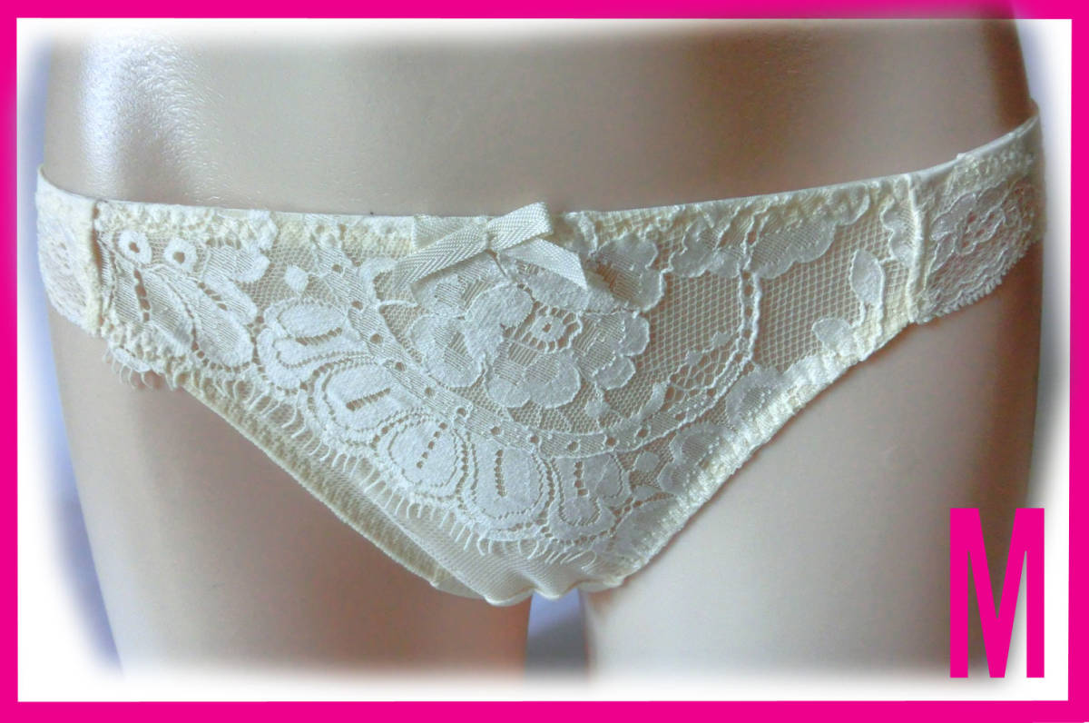 21 クリーム色?アイボリー? 新品 100001 Triumph トリンプ アモスタイル AMSTDR018 string Tバック ショーツ Mサイズ ヒップハング拍卖