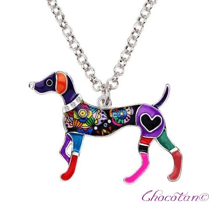 【送料無料】グレーハウンド B 紫 エナメルネックレス【新品】拍卖