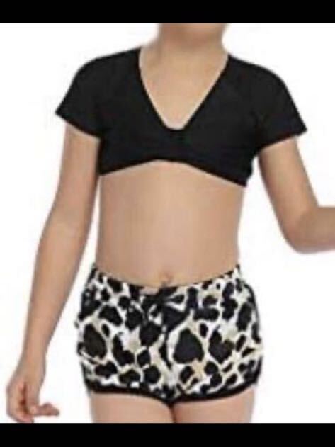 キッズ 水着 ビキニセット スイムウェア ヒョウ柄 80-100サイズ ショートパンツ付 おしゃれ 可愛い 韓国子供服(10-1①拍卖